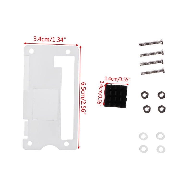 Acrylic Enclosure Case Shell + Aluminum Heat Sink Kit For Raspberry Pi Zero V1.3