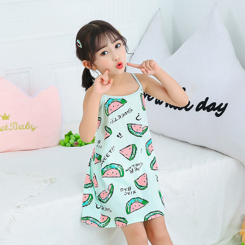 Đầm Ngủ Hai Dây Chất Liệu Cotton Mỏng Dành Cho Bé Gái