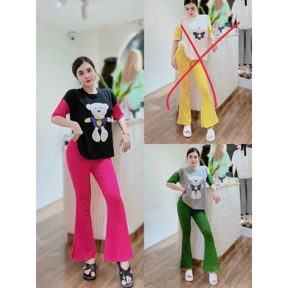 sét bộ màu cotton in gấu