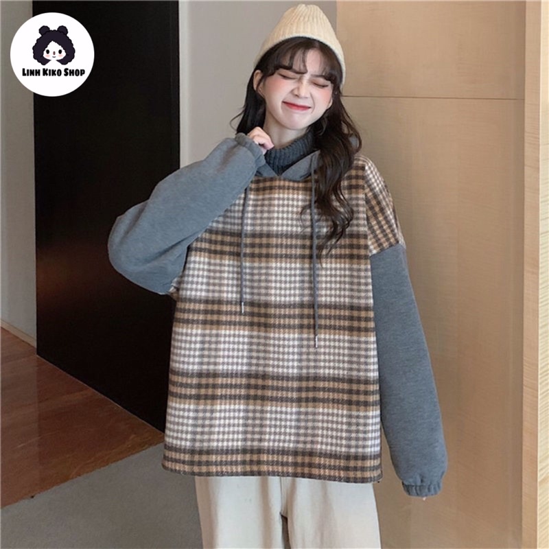Áo hoodie cổ lọ phong cách Hàn Quốc thời trang đông