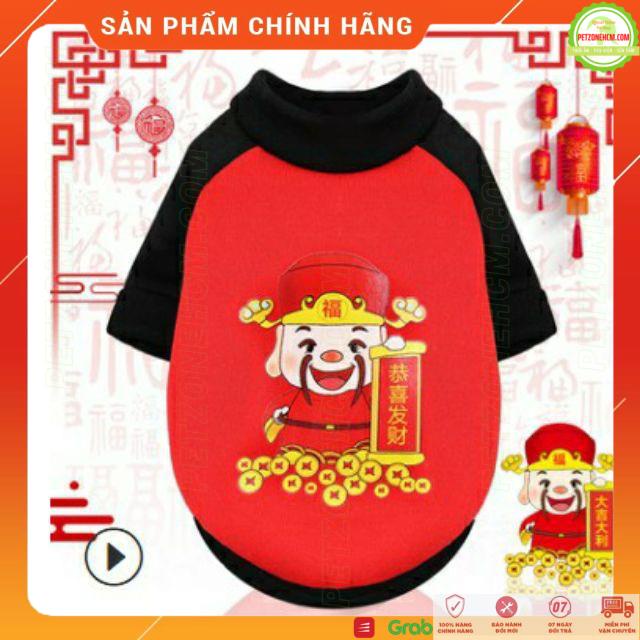 Áo tết hình thần tài cho chó mèoFREESHIP Thời trang chó mèo, màu đỏ mềm mại, thoải mái, chất thun dầy, mẫu áo mùa đông