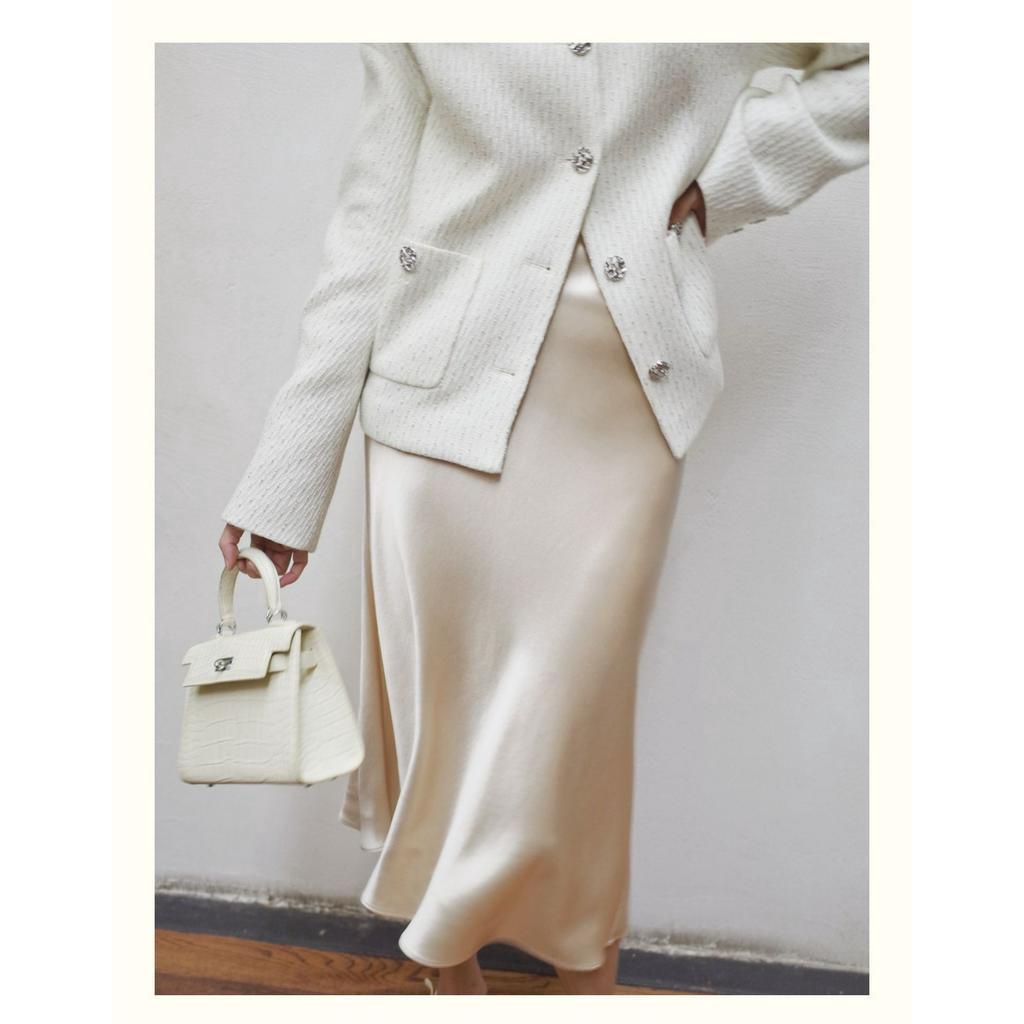 Chân Váy Satin Trơn Lưng Cao Dáng Chữ A Thời Trang Sành Điệu 61494