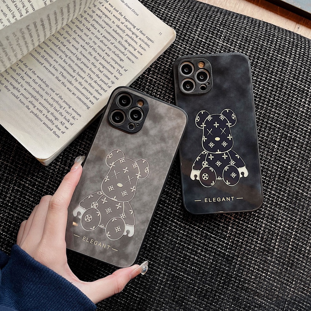 Ốp lưng iphone ốp Điện Thoại Mặt Kính Nhám In Hình Gấu Hoạt Hình Cho iPhone 14 13 12 11 PROMAX XS XR XSMAX SE2020 6 7 8PLUS