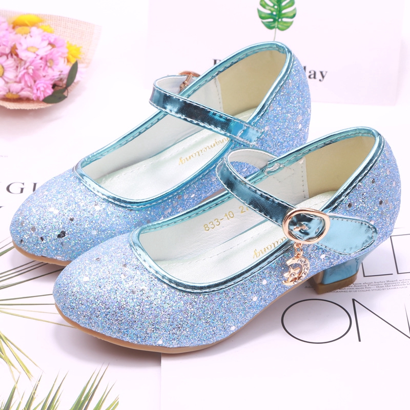 Giày cao gót mũi nhọn đính sequin lấp lánh thời trang dành cho bé gái