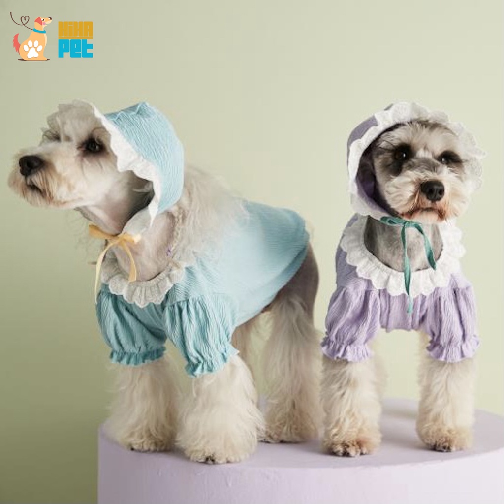 Áo Có Nón Thiết Kế 100% Chuẩn Hàn Quốc Vải Gắn Ren Chó Mèo Quần Áo Thú Cưng Cao Cấp Hihapet.