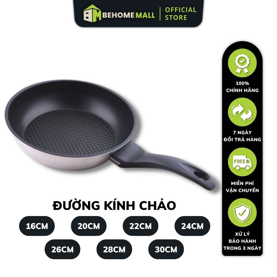 Chảo chống dính Fivestar BEHOMEMALL 3 đáy inox 430 dùng cho bếp từ bếp hồng ngoại bếp gas