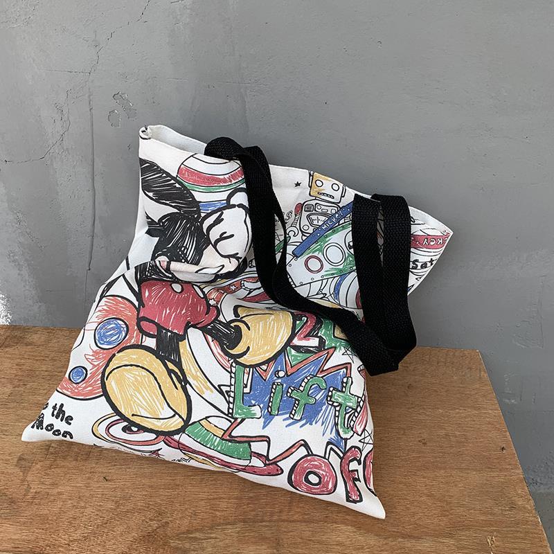Disney Micky mouse Túi vải túi một vai cô gái túi xách túi học sinh túi zipper túi túi môi trường