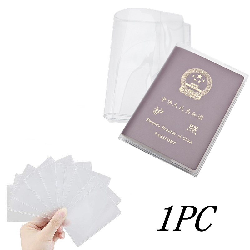 1 Vỏ Bọc Hộ Chiếu/Thẻ ID/Thẻ ID Bằng PVC Trong Suốt Mặt Nhám Chống Nước Chống Bụi Nhiều Ngăn
