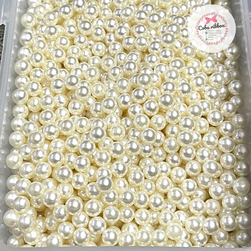 25gr - Hạt giả ngọc trai nhựa, KHÔNG CÓ LỖ, loại sáng bóng, nhiều màu, size 6mm - 8mm - 10mm - 12mm