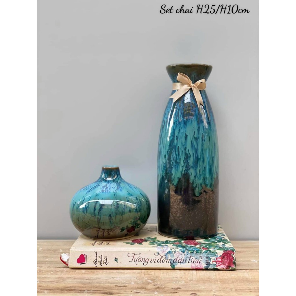 Set 2 bình gốm Bát Tràng decor ❤️ NEWS ❤️ Set lọ hoa gốm sứ Bát Tràng trang trí