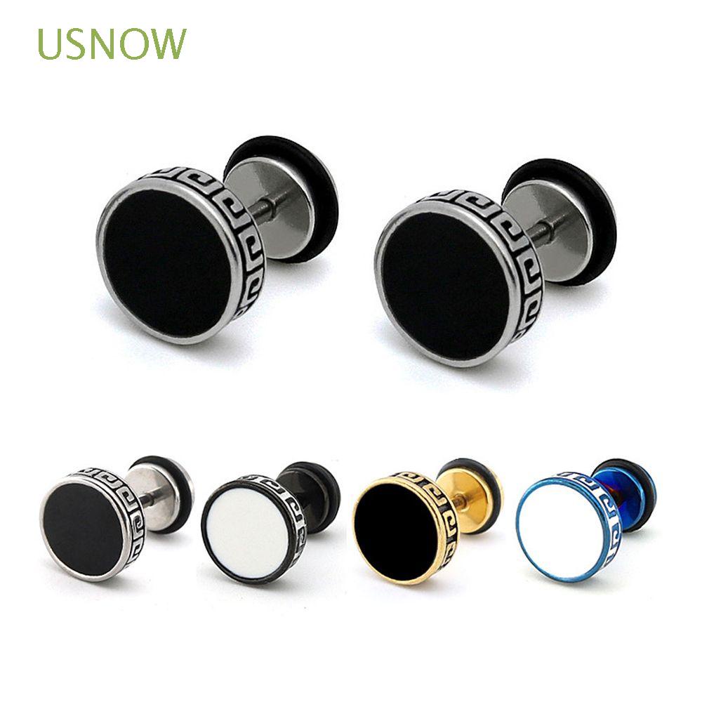 Khuyên Tai Hình Thanh Tạ Tròn Bằng Thép Không Gỉ Đơn Giản Cá Tính Phong Cách Punk Đường Phố Hàn Quốc Cho Nam Nữ