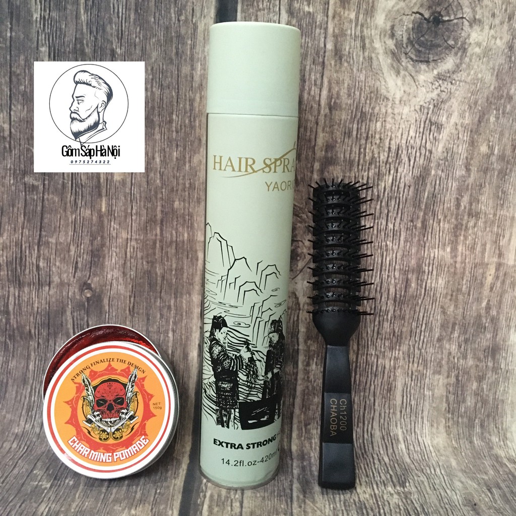 [ Tặng Lược ] Combo Gôm Xịt Tóc  YAORICE HAIRSPRAY + Sáp Vuốt Tóc Pomade Hương Hoa Quả