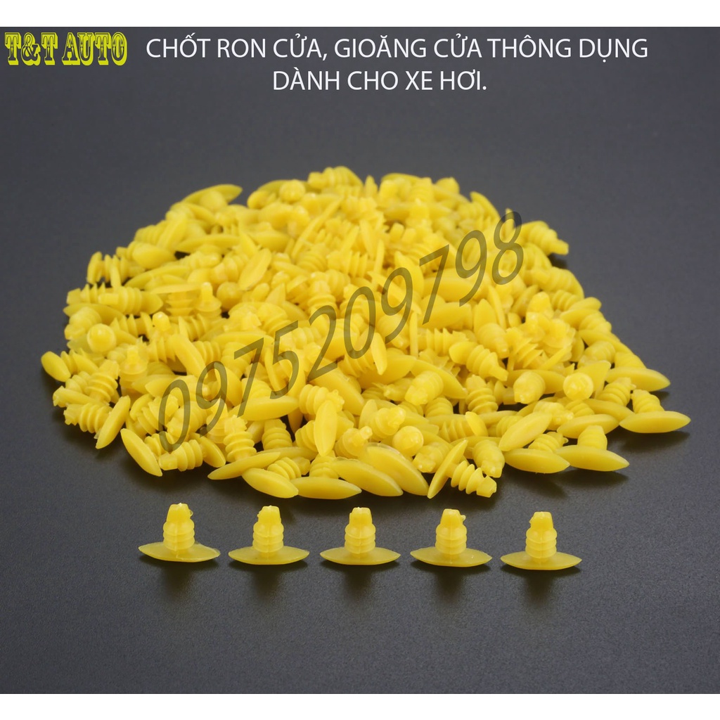 Chốt ron cửa, gioăng cửa thông dụng dành cho xe hơi (túi 200 cái màu vàng).