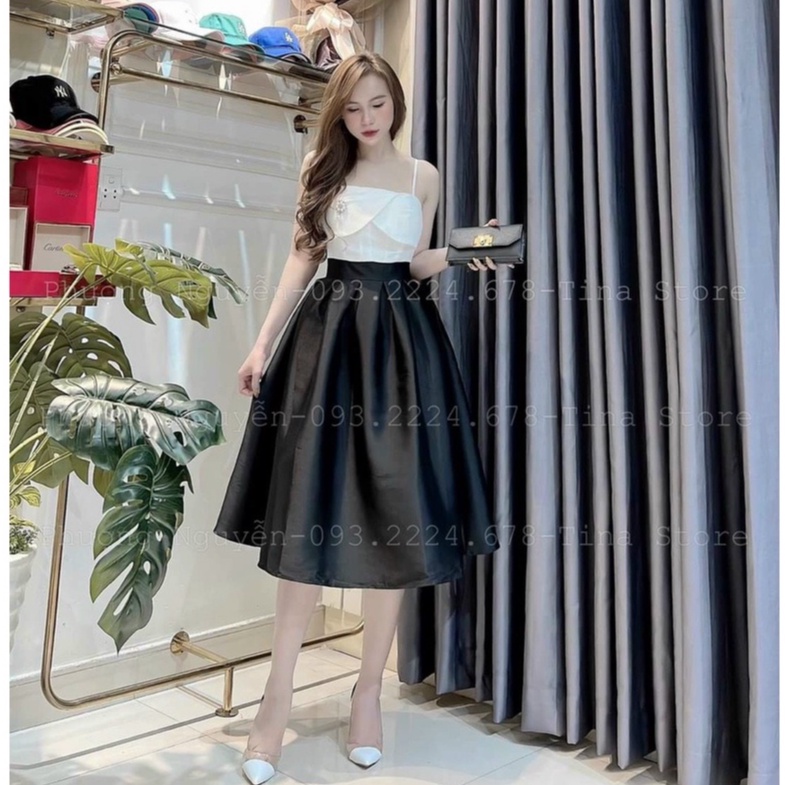 Váy đầm nữ hai dây dáng xòe cúp ngực thích hợp mặc đi tiệc đi chơi