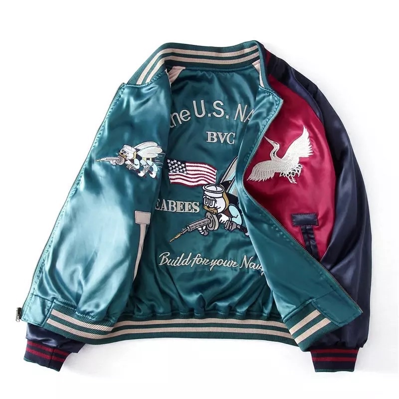 Áo bomber 2 mặt thêu ong