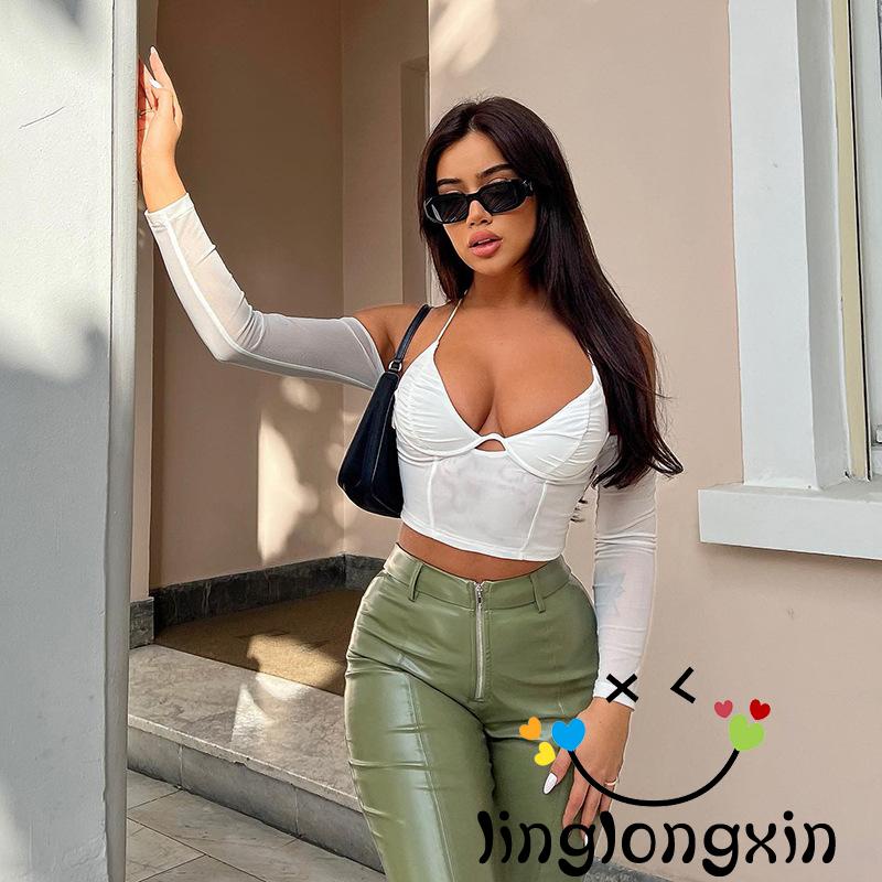 Áo Kiểu Phối Lưới 2 Dây Hở Lưng Gợi Cảm Cho Nữ