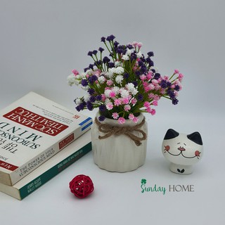 Bình hoa lụa nhỏ, hoa salem trang trí nhà cửa, để bàn