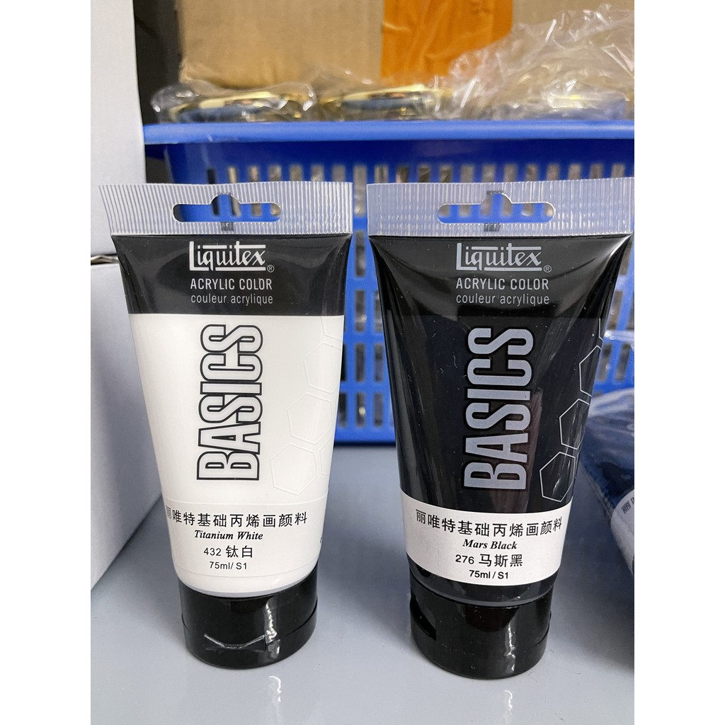 Bột vẽ cọ bản Basic trắng/đen 75ml