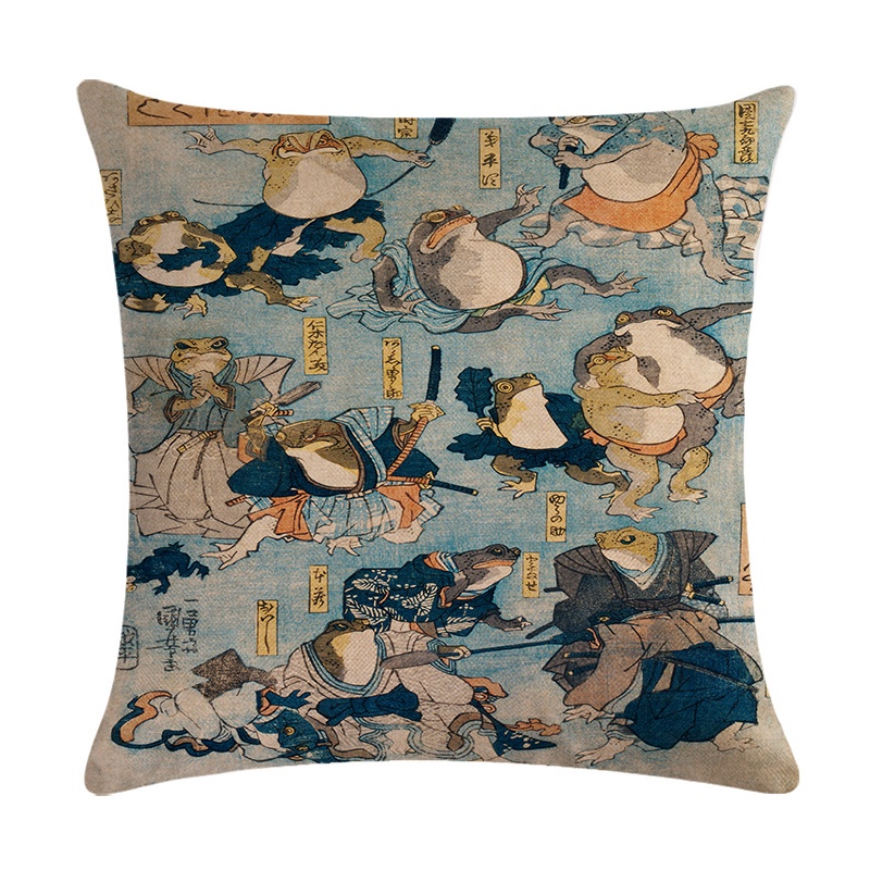 Vỏ Gối 45X45Cm Họa Tiết Ukiyo-e Utagawa Kuniyoshi Phong Cách Nhật Bản