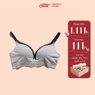 Áo lót Venus Charm cotton viền ren đệm vừa không gọng nâng ngực tự nhiên