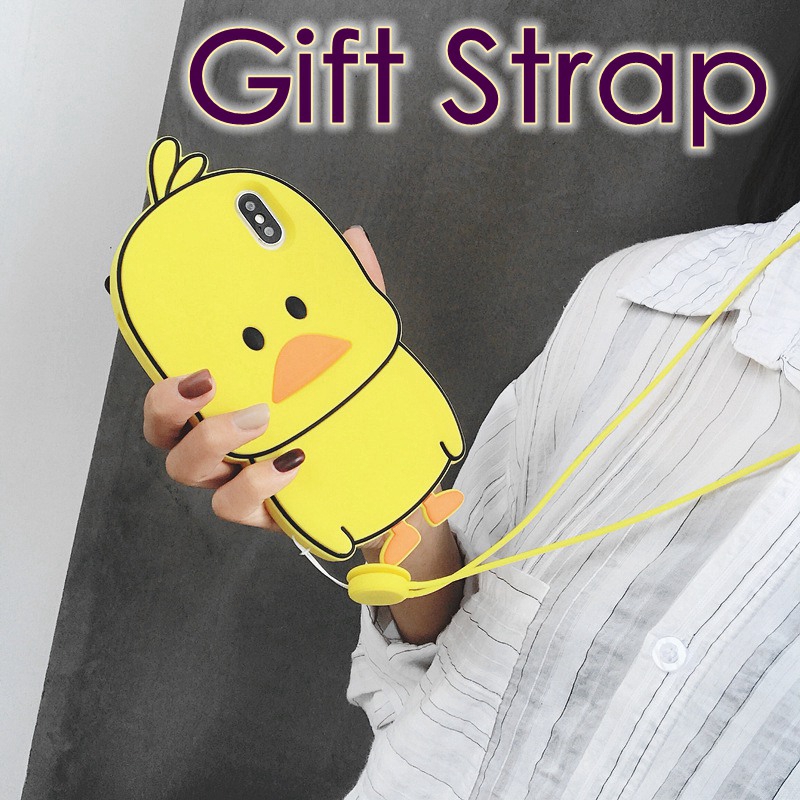 Ốp điện thoại bằng silicon mềm hình vịt kèm dây đeo cho Xiaomi Mi 8.8 SE 8 Lite A2.6X Redmi Note 5.5 Pro