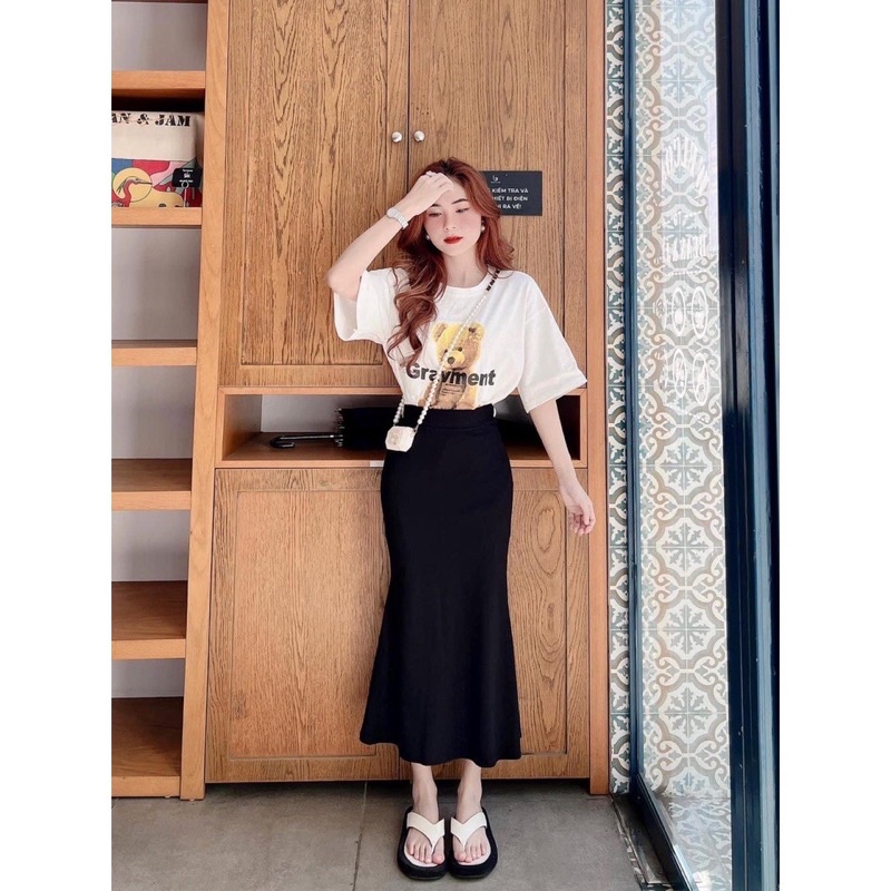 Chân váy đuôi cá dáng xoè dài tôn dáng lưng cao Mlem, nâng v3, váy ôm dáng xoè.