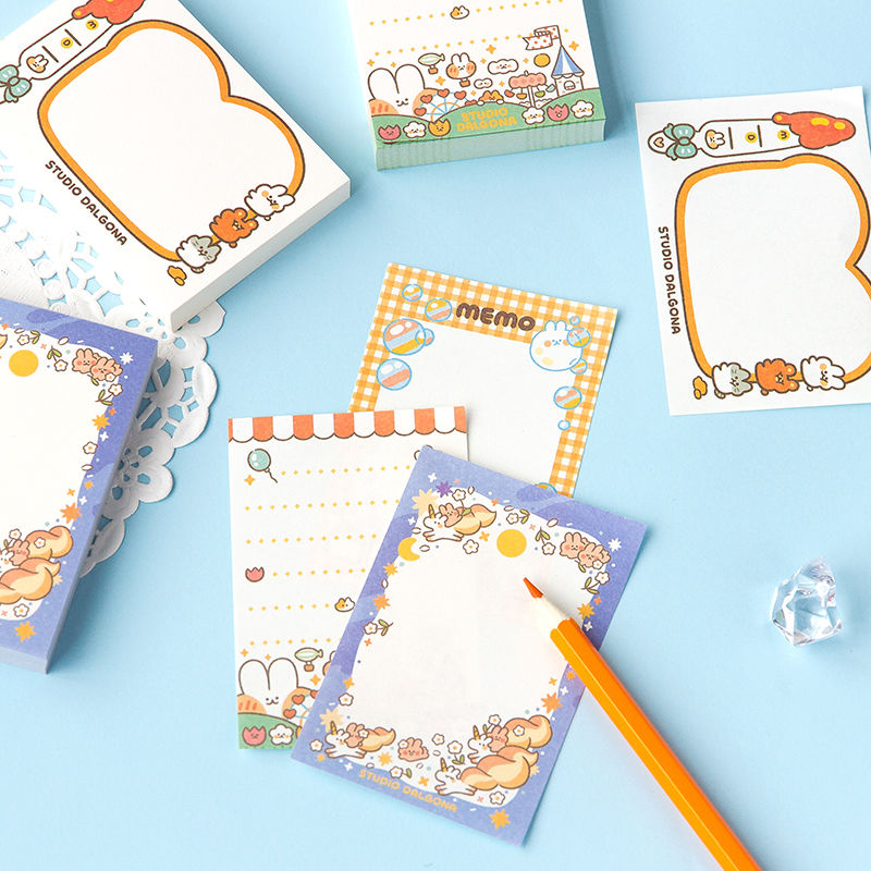 Korean-Style Cute Bread Rabbit Cartoon Note Book Tearable Handbook Convenient Small Notebook Memo Message Book100Zhang I9Z2