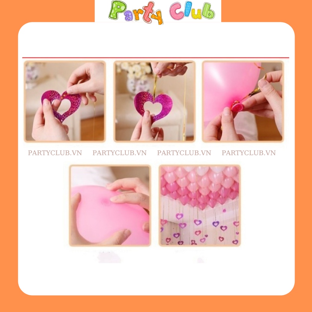 Dây thả đuôi bóng hình trái tim trang trí tiệc cưới, phòng cưới, tiệc sinh nhật
