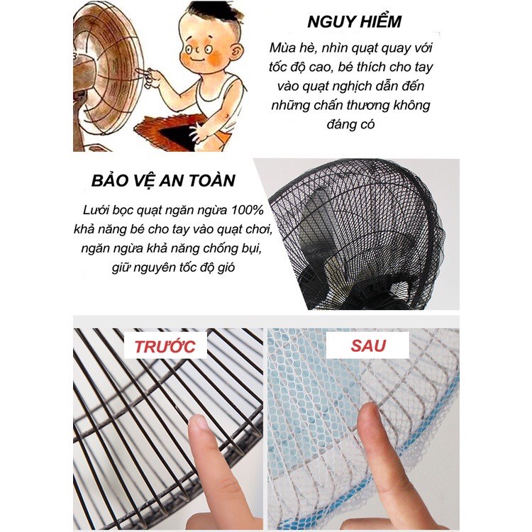 Lưới bọc quạt an toàn siêu tiện dụng có dây rút