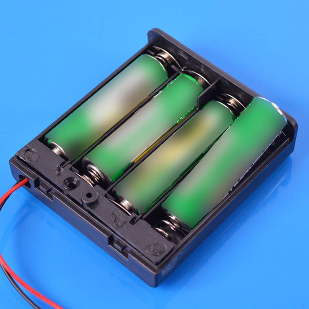 Khay đựng pin AA 4 ngăn 6V màu đen tiện dụng