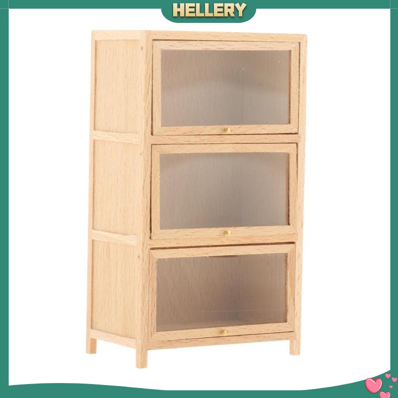 Mô Hình Kệ Sách 3 Tầng Bằng Gỗ Tỉ Lệ 1: 12 Dùng Trang Trí Nhà Búp Bê