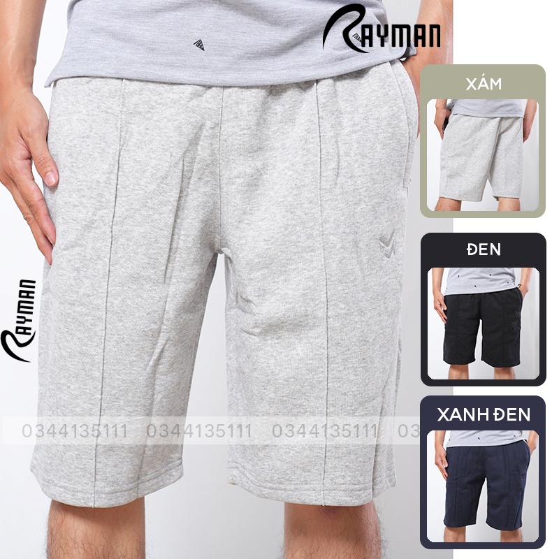 Quần Short Nam Thun Nỉ RAYMAN Quần Thun Ngắn Nam Màu Đen, Xám Chuột, Xám
