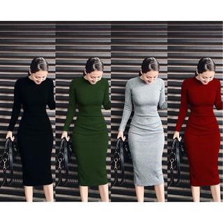 Váy body ❄ FREESHIP ❄ Đầm body len tôn dáng tay dài thời trang xixo - DAM0015