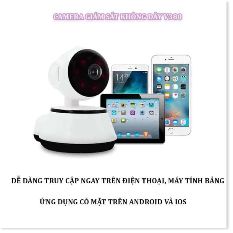 Camera Không Dây Giá Rẻ V380 ✔Chính Hãng✔️ Kết nối không dây qua điện thoại, Đàm thoại 2 chiều, Xoay 360.