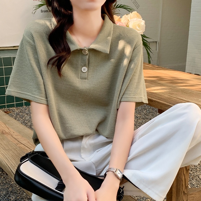 Áo polo SUXI tay ngắn dáng rộng thời trang mùa hè dễ phối đồ cho nữ