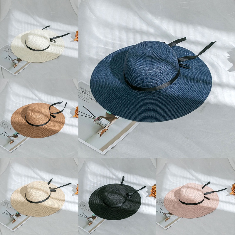 Mũ Cói Rộng Vành Chống Tia UV Thời Trang Đi Biển Cho Bé