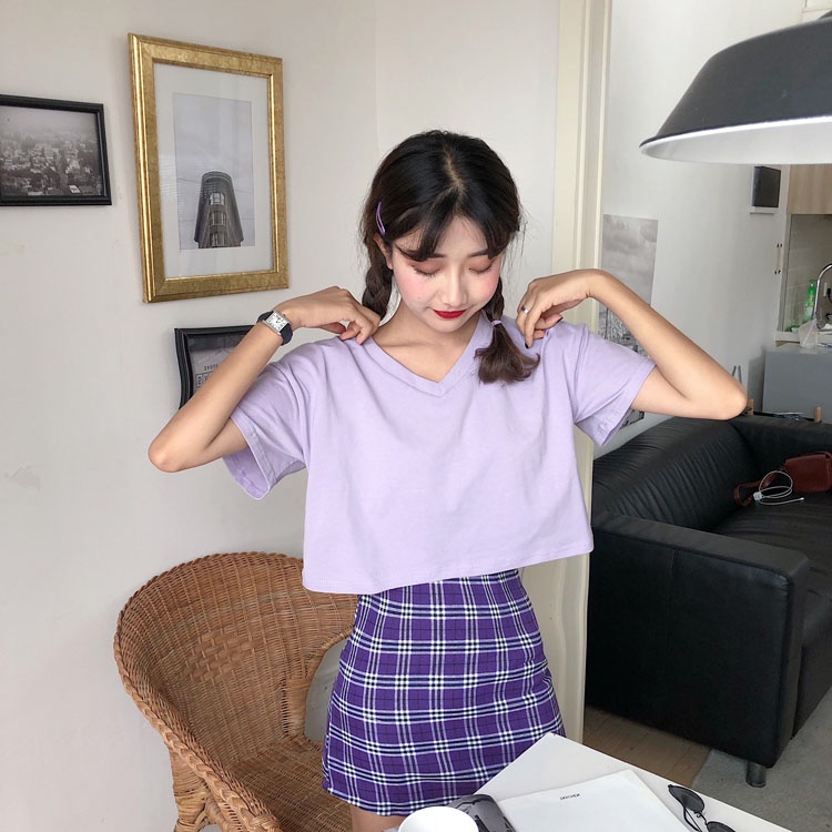 Áo croptop nữ thun cotton tay ngắn form rộng kiểu ulzzang đẹp