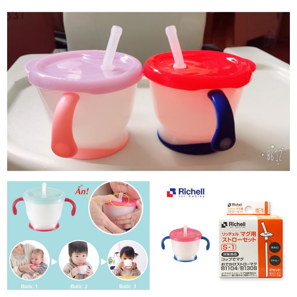 Cốc tập uống 3 giai đoạn Richell Nhật chính hãng giúp bé dễ dàng làm quen với việc uống nước một cách đơn giản