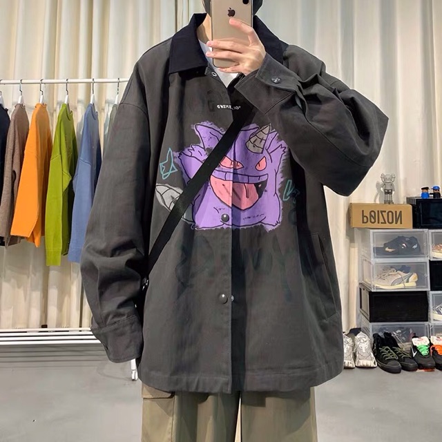 FREESHIP 50K - Áo Khoác KAKI SIMPLE JACKET In Hình Hoạt Hình Unisex