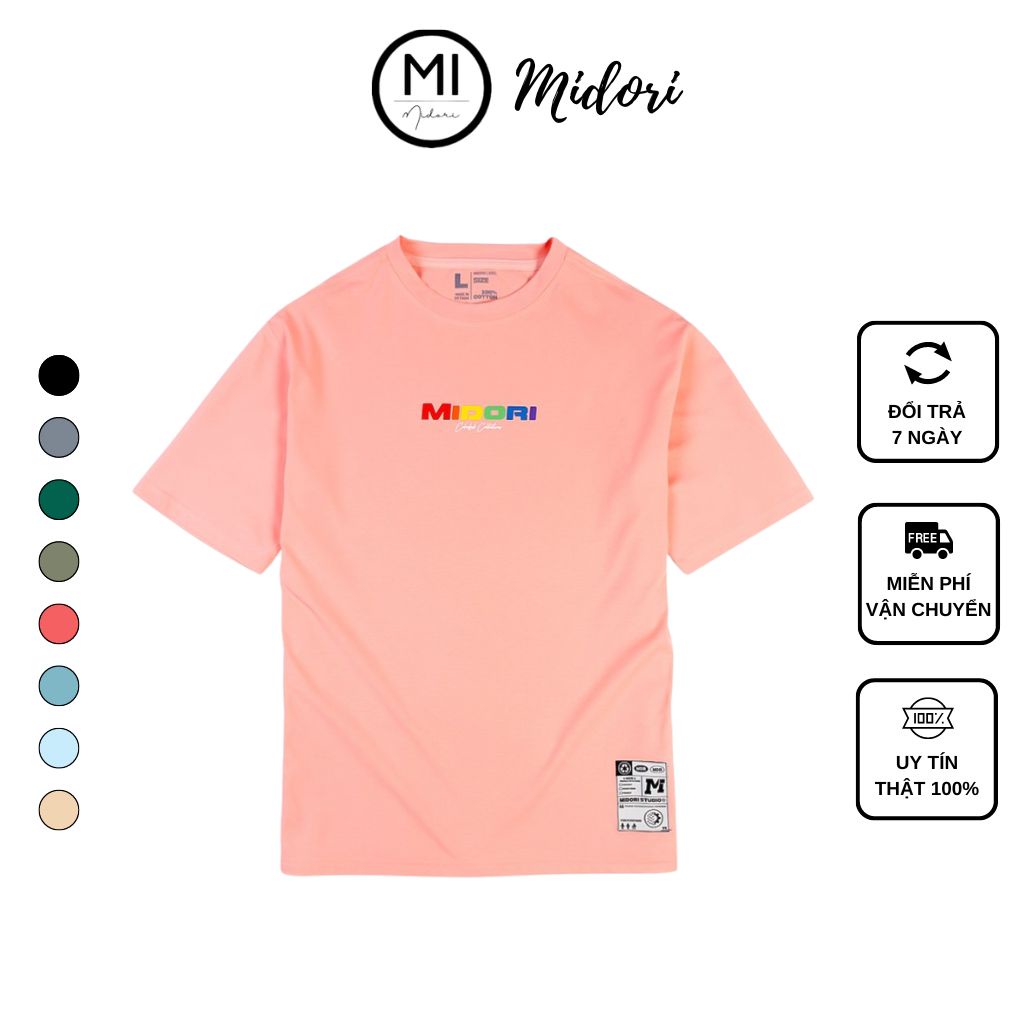 Áo thun form rộng tay lỡ unisex phông Nam Nữ In Nổi 7 Màu Local Brand Chính Hãng Mi Midori