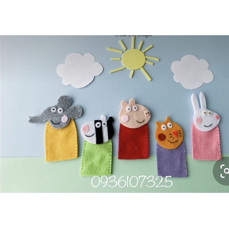 Rối ngón tay handmade Peppa pig ngộ nghĩnh đáng yêu