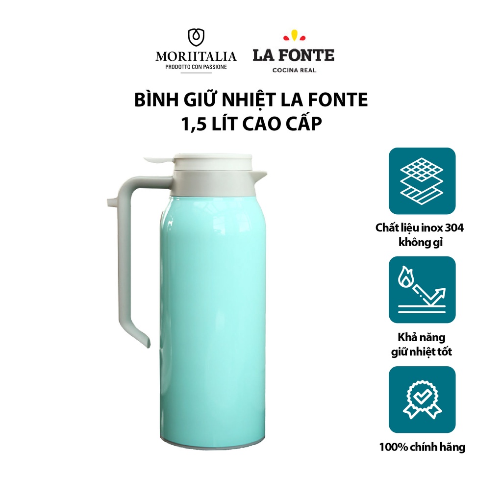 [Mã BMBAU50 giảm 7% đơn 99K] Bình giữ nhiệt La Fonte 1500ml cao cấp Moriitalia 180763