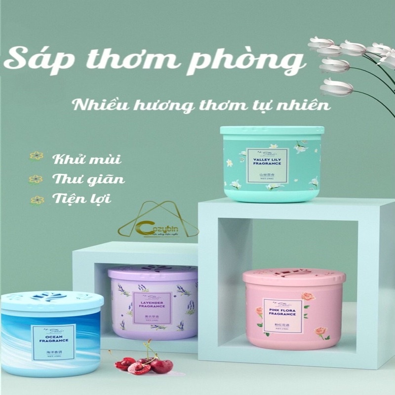 Sáp thơm phòng CozyBin khử mùi phòng ngủ nhà vệ sinh toilet ô tô với 4 mùi hương tự nhiên 190g