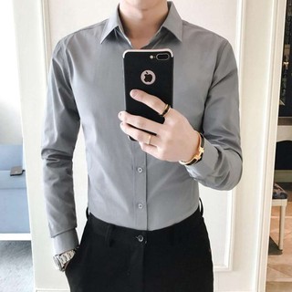 Áo sơ mi nam dài tay IKEMEN kiểu dáng Hàn Quốc , vải lụa thái mềm mịn , chống nhăn cao cấp.(SML)