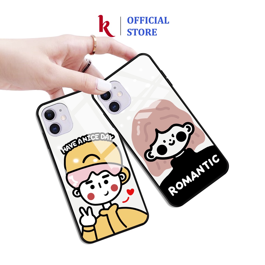 Ốp lưng iphone kính cao cấp cặp đôi ROMANTIC case 14plus 14 pro max 13 12 promax 11 mini 6 6s 7 8 plus x xr xs Se