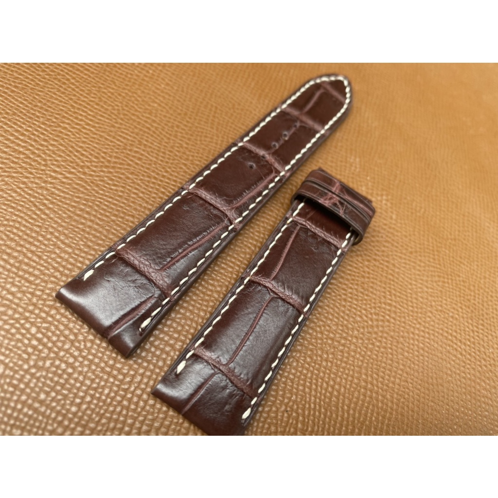 Dây đồng hồ da cá sấu Pháp màu nâu đậm cho đồng hồ Longines
