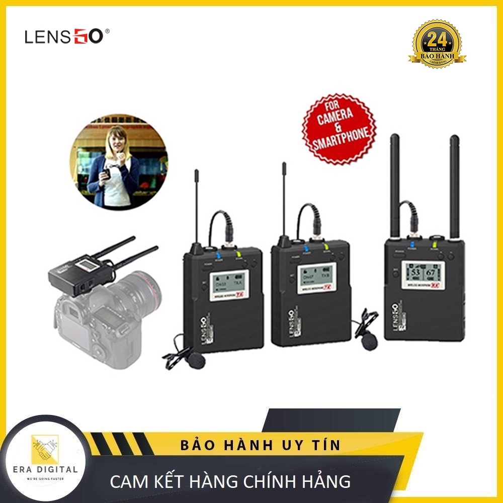 Micro thu âm không dây - LensGo Wireless Microphone LWM-338C Double ( TX+TX+RX ) - Chính hãng