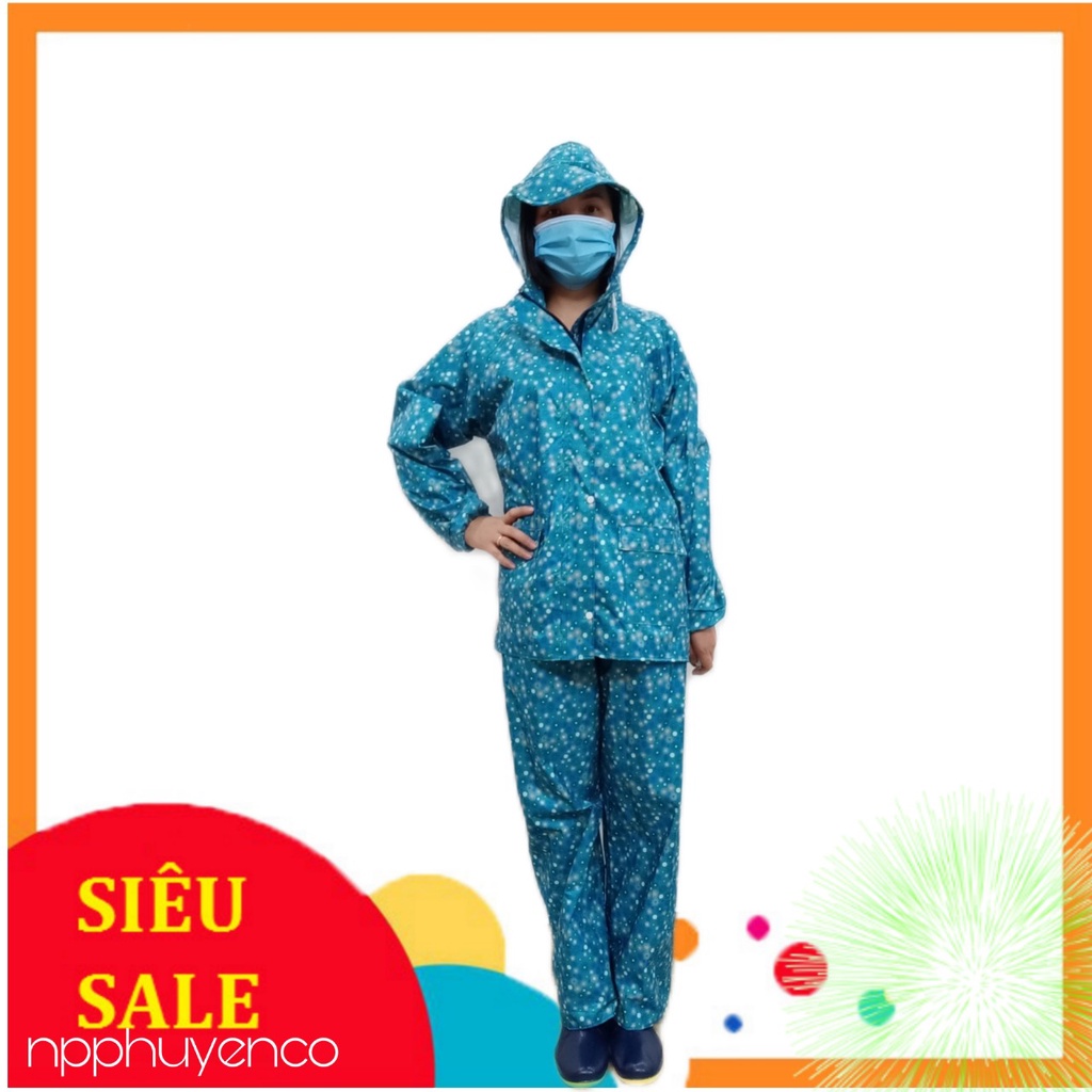 MÃ 10-BỘ ÁO ĐI MƯA CAO CẤP DÀNH CHO 1 NGƯỜI VẢI DÙ  HỌA TIẾT CHẤM BI. HÀNG SẴN, GIÁ SỈ, ĐƯỢC CHỌN MÀU
