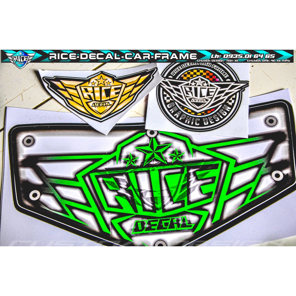 Tem Dán Hộp Đầu Sirius Sihello Đen Logo Rice decal