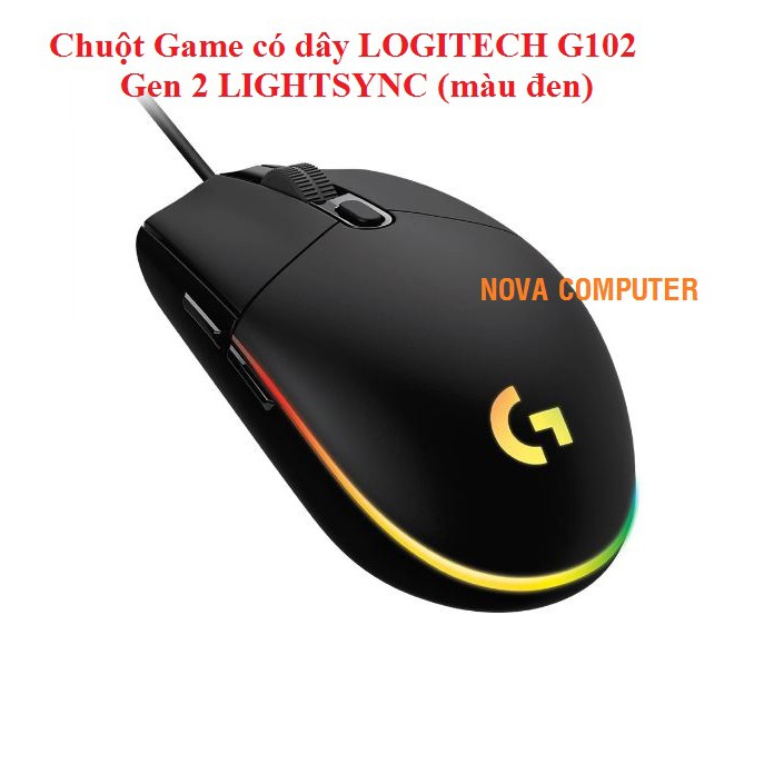 [Mã 152ELSALE hoàn 7% xu đơn 300k] Chuột Game có dây LOGITECH G102 Gen 2 LIGHTSYNC (màu đen)